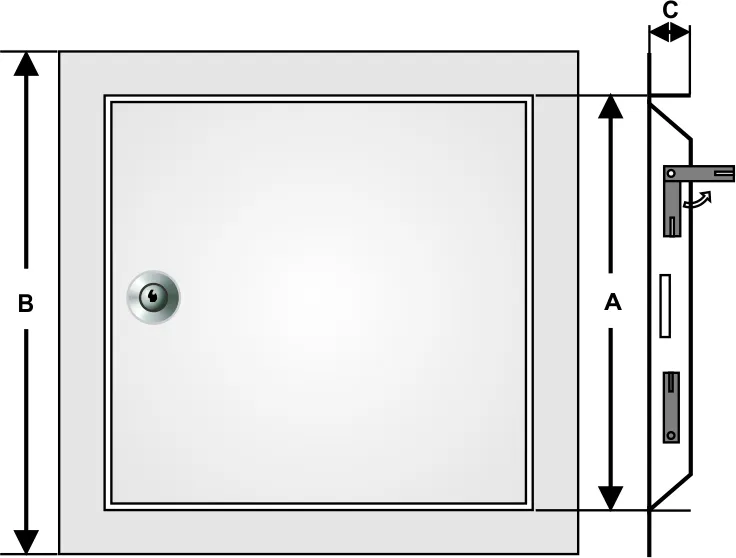 Huoltoluukku ruostumatonteräs, nelikulmasalvalla, järjestelmä B1 - Image 2