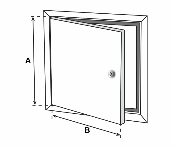 Huoltoluukku, pyöreällä sylinterilukolla, ruostumaton teräs, järjestelmä B3 - Image 3